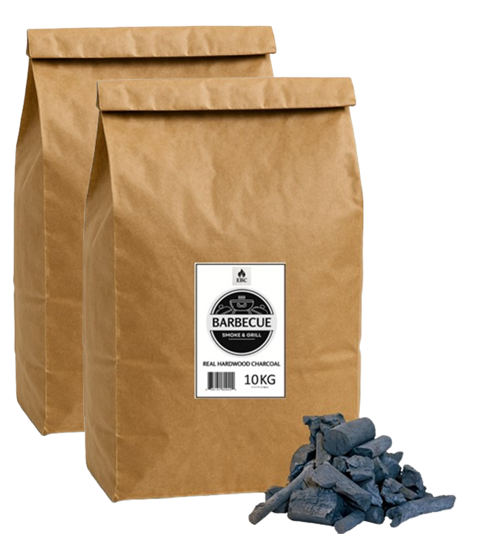 2x10kg real hardwood lumpwood BBQ charcoal bag — Ever Burning Charcoal UK