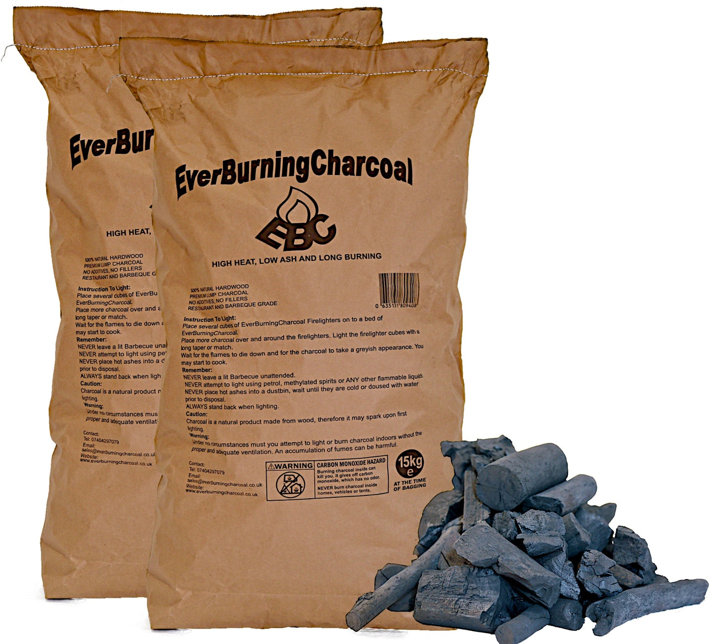 30kg restaurant grade premium hardwood charcoal bag — Ever Burning Charcoal UK