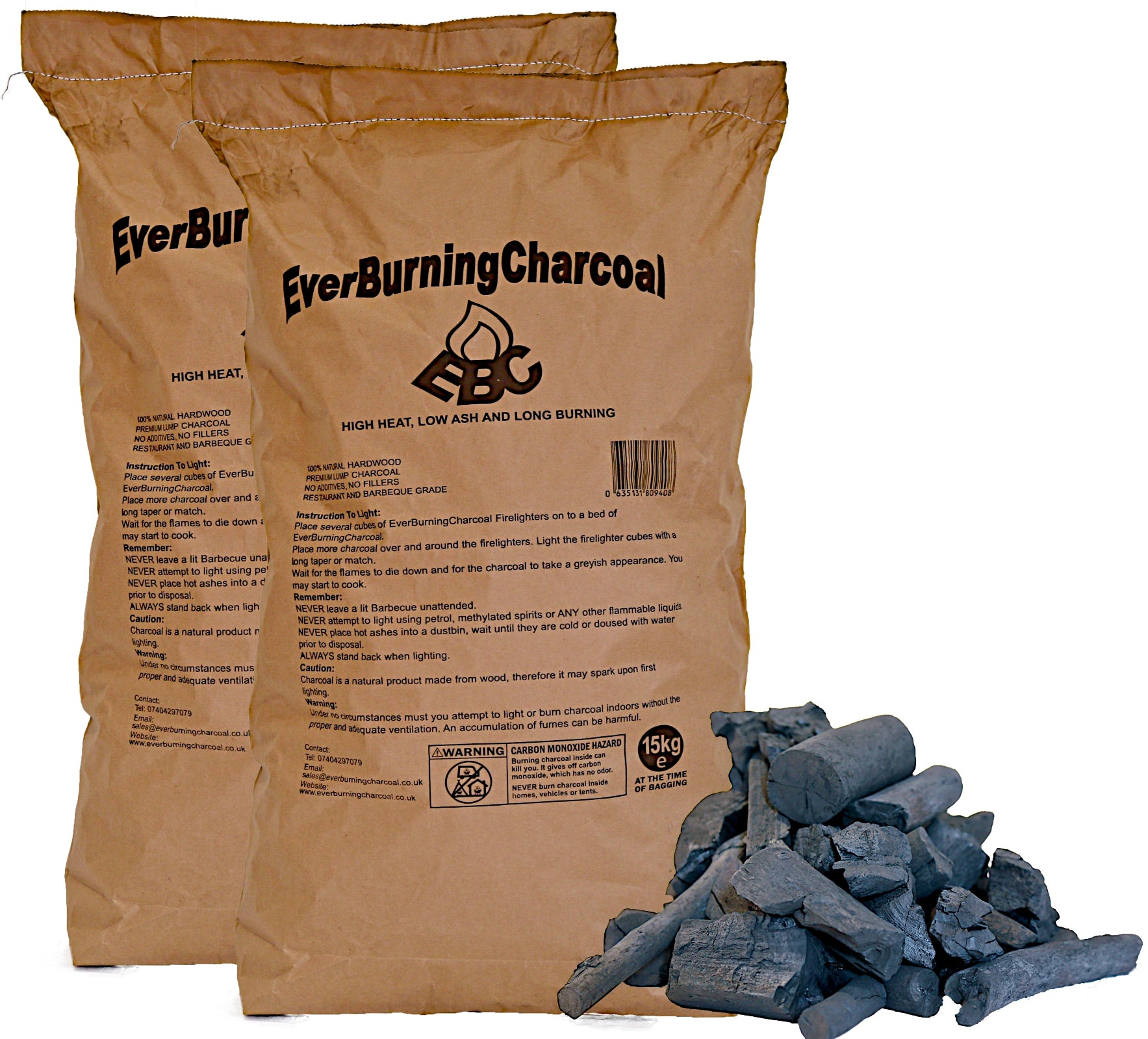 30kg restaurant grade premium hardwood charcoal bag — Ever Burning Charcoal UK